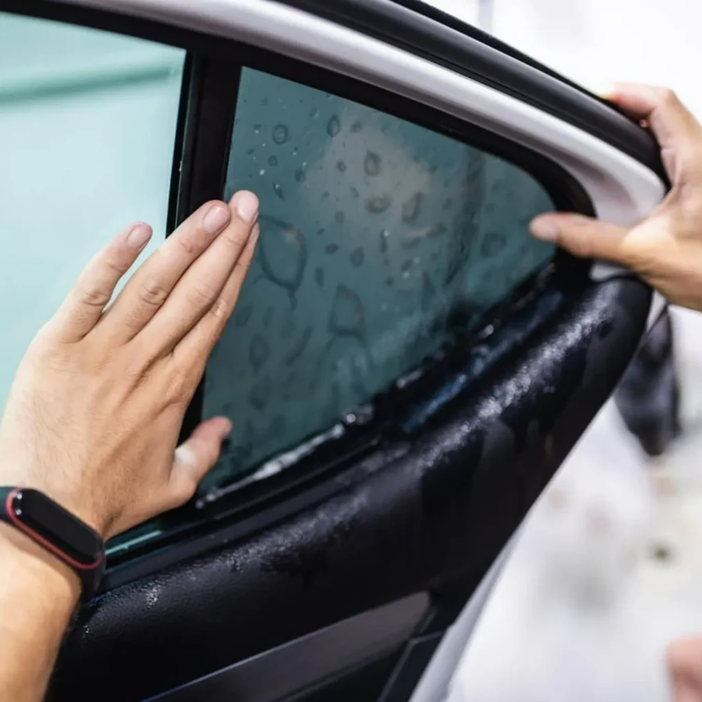 Tints wraps PDR calgary window tinting applied to vehicle at Stance Bros facility